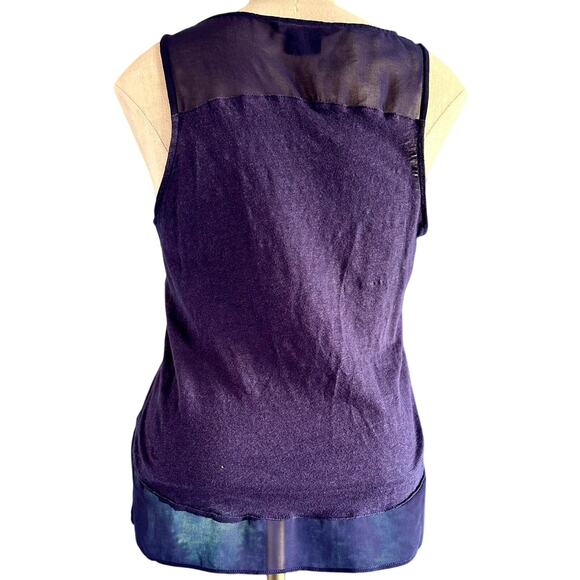 Womens Top Size Small Navy Blue Sheer Tank Office Siren Work Professional Church - Picture 4 of 7